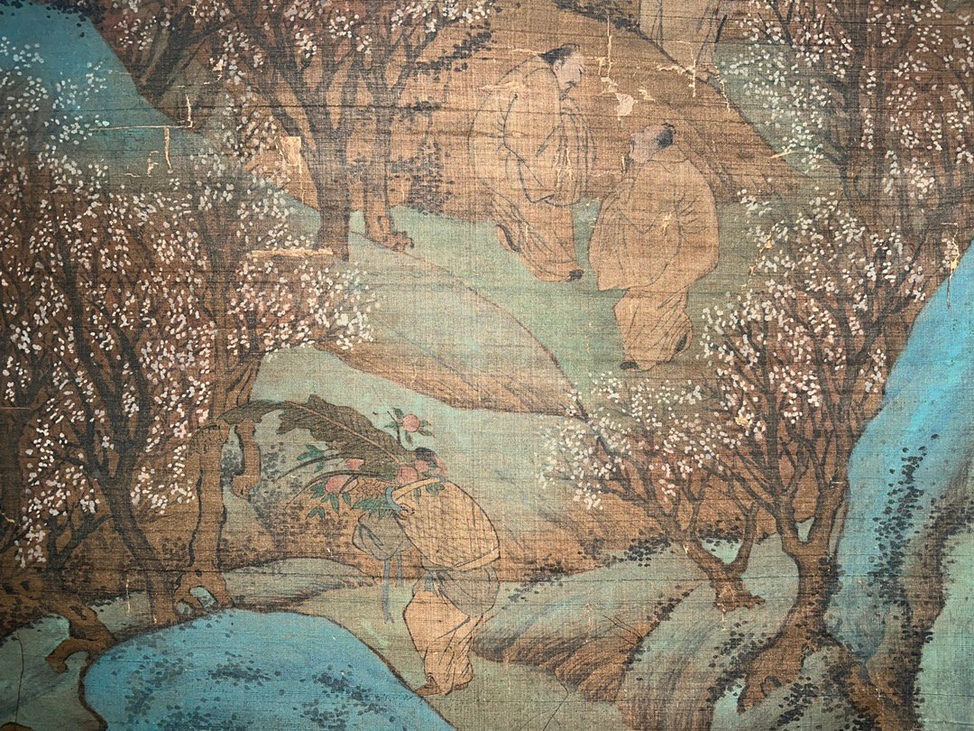 安】中国元時代画家「趙孟フ書」絹本「梅山仙會図」掛軸 中国画 安】中国元時代画家「趙孟フ書」絹本「梅山仙會図」掛軸 中国画