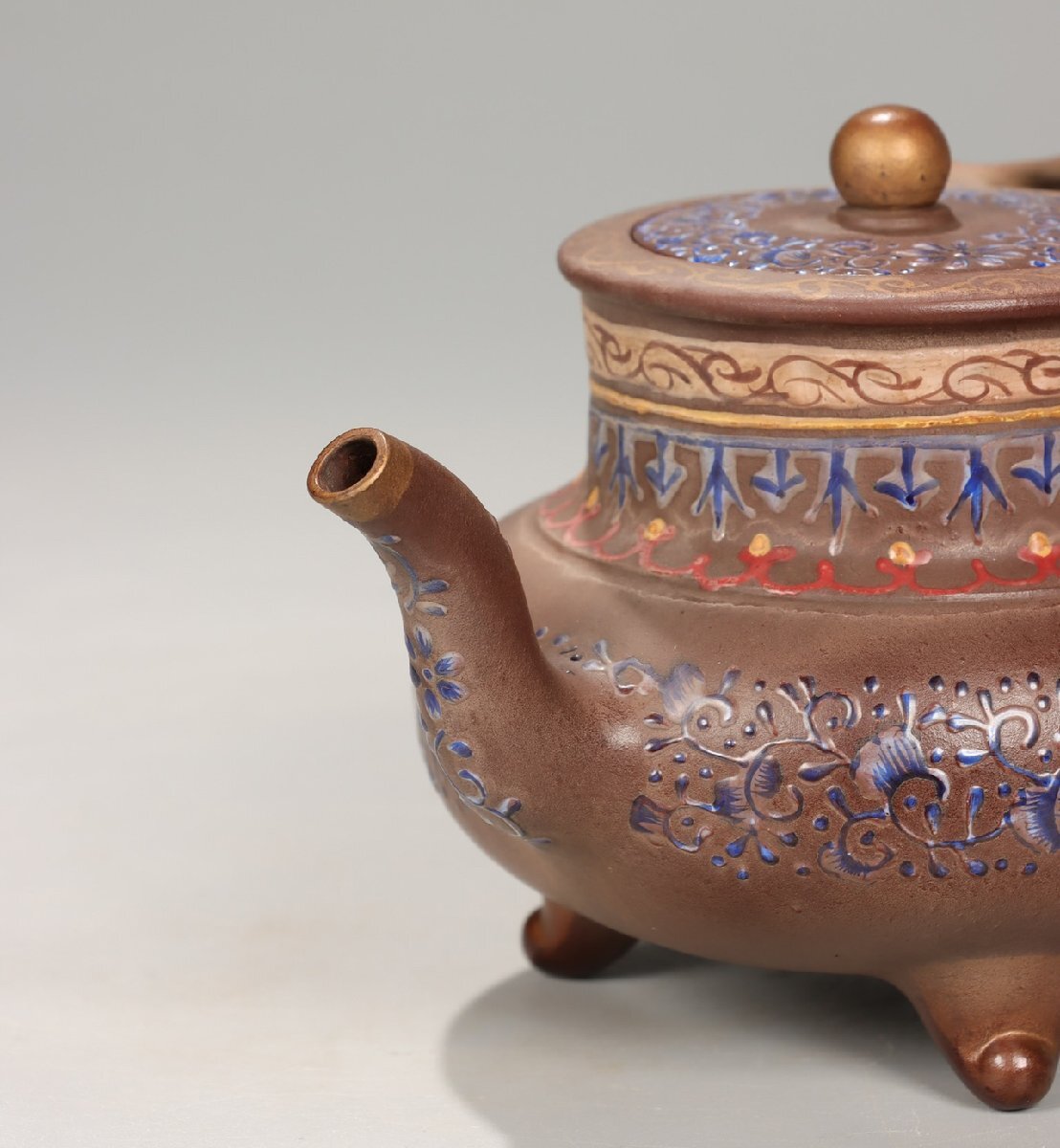 安】清時代 大清乾隆年製 描金彩絵祥龍吐珠紋茶壺 宜興紫砂 常滑 安】清時代 大清乾隆年製 描金彩絵祥龍吐珠紋茶壺 宜興紫砂 常滑