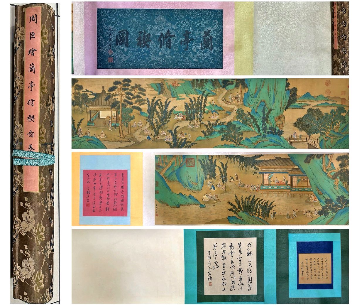 安】中国清時代画家「周臣書」絹本「高士人物図手巻」巻き物 安】中国清時代画家「周臣書」絹本「高士人物図手巻」巻き物