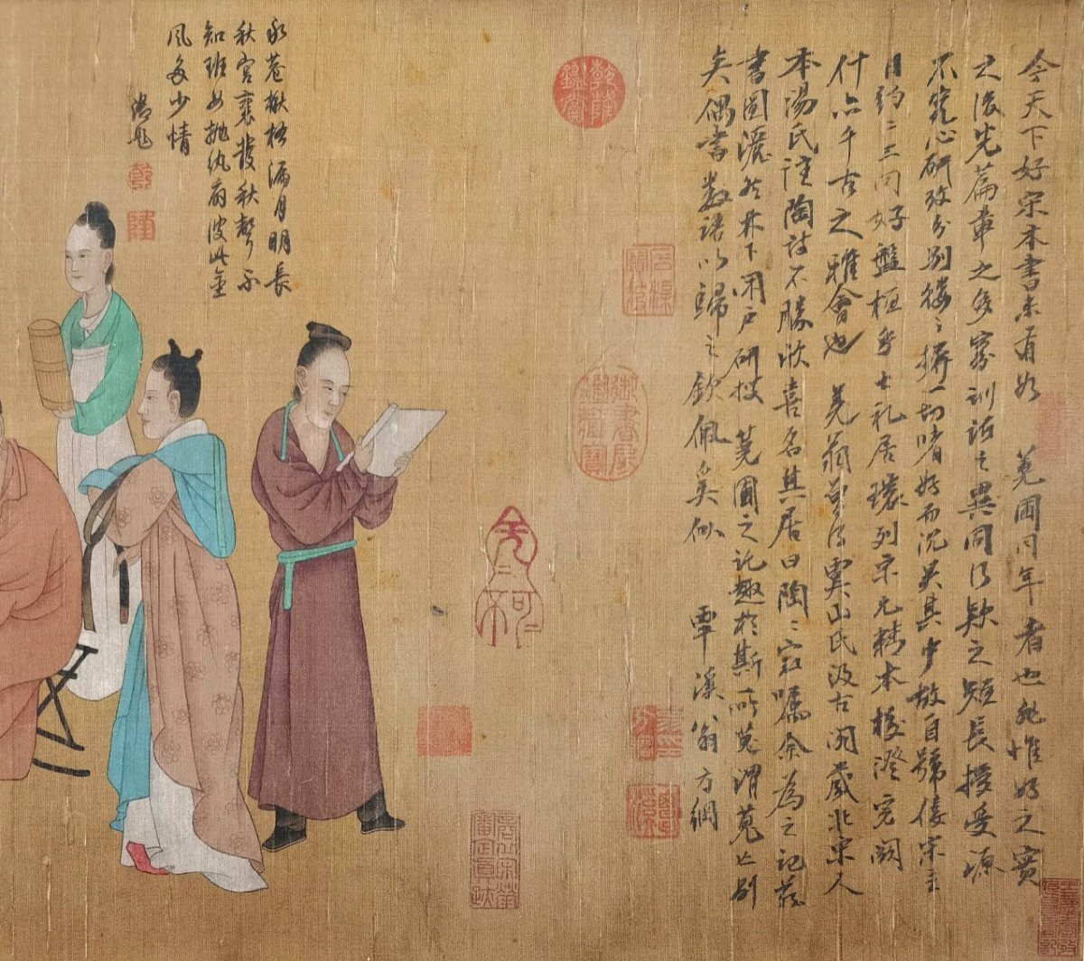安】中国明時代画家「唐寅書」絹本「北斉校書図長巻」巻き物 安】中国明時代画家「唐寅書」絹本「北斉校書図長巻」巻き物