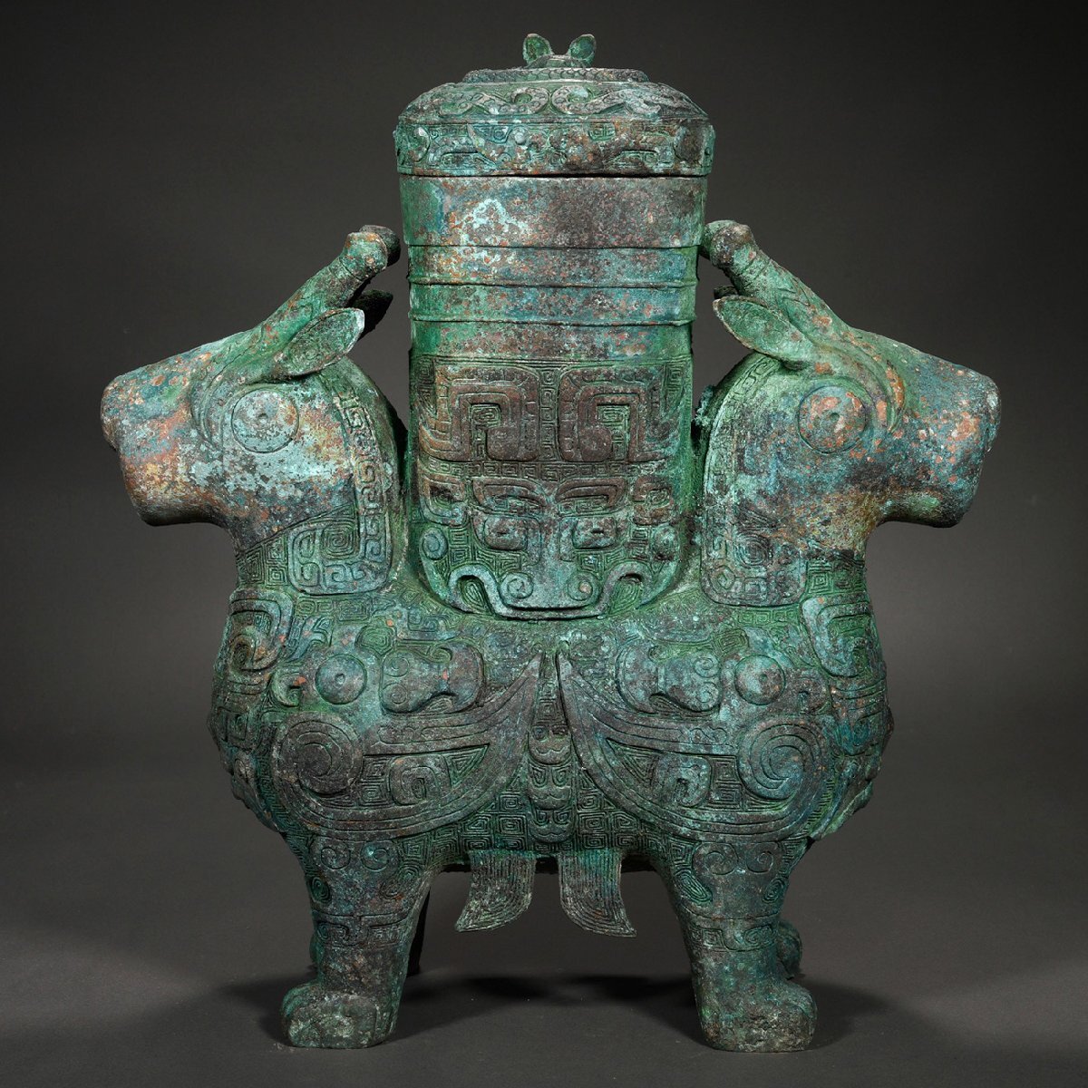 安】漢時代 青銅器 獣面紋犠尊 中国古美術 古置物 古擺件 古董品 安】漢時代 青銅器 獣面紋犠尊 中国古美術 古置物 古擺件 古董品