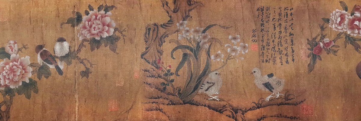 安】中国北宋時代画家「徐崇矩書」絹本「花鳥図長巻」巻き物 安】中国北宋時代画家「徐崇矩書」絹本「花鳥図長巻」巻き物