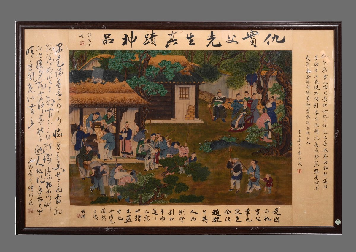 安】中国明時代画家「仇英書」絹本「人物故事図 額装」掛軸 安】中国明時代画家「仇英書」絹本「人物故事図 額装」掛軸