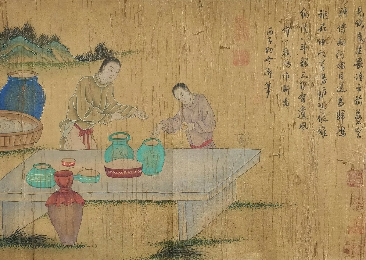 安】中国清時代画家「丁観鵬書」絹本「王謝風流図長巻」巻き物 安】中国清時代画家「丁観鵬書」絹本「王謝風流図長巻」巻き物