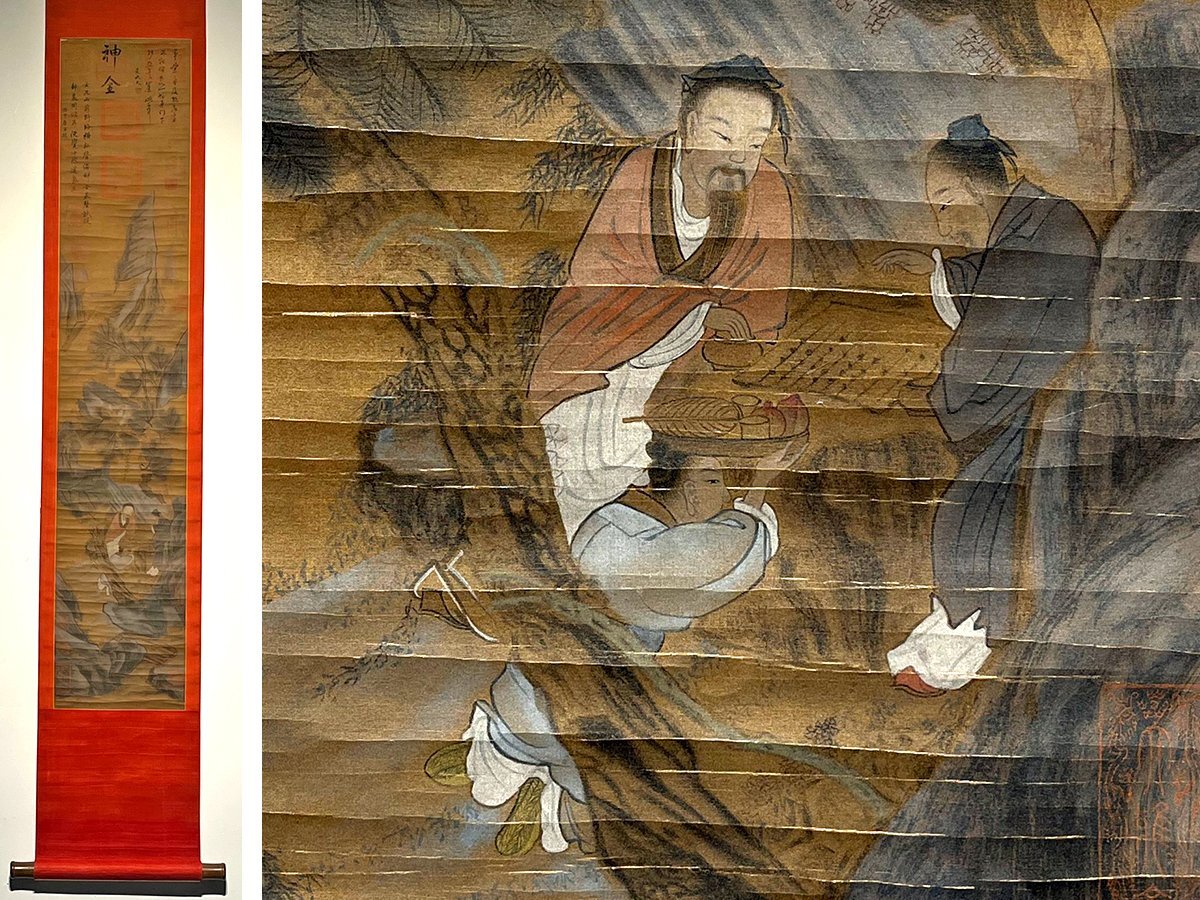 安】中国南宋時代画家「範成大書」絹本「高士図」掛軸 中国画 安】中国南宋時代画家「範成大書」絹本「高士図」掛軸 中国画