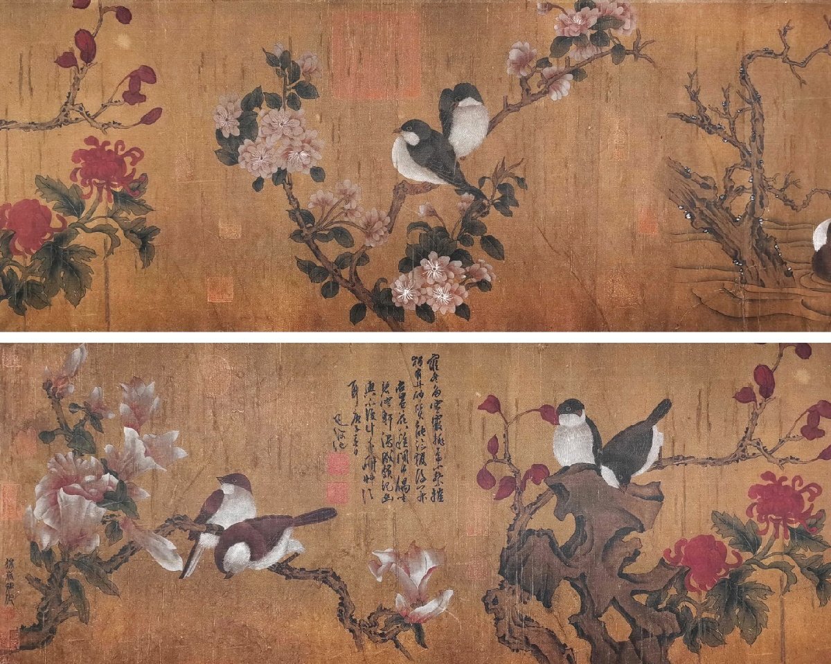 安】中国北宋時代画家「徐崇矩書」絹本「花鳥図長巻」巻き物 安】中国北宋時代画家「徐崇矩書」絹本「花鳥図長巻」巻き物
