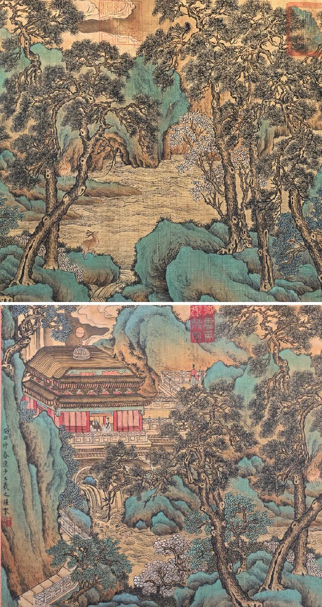 安】中国東晋時代画家「王羲之書」絹本「仙山楼閣図長巻」巻き物 安】中国東晋時代画家「王羲之書」絹本「仙山楼閣図長巻」巻き物