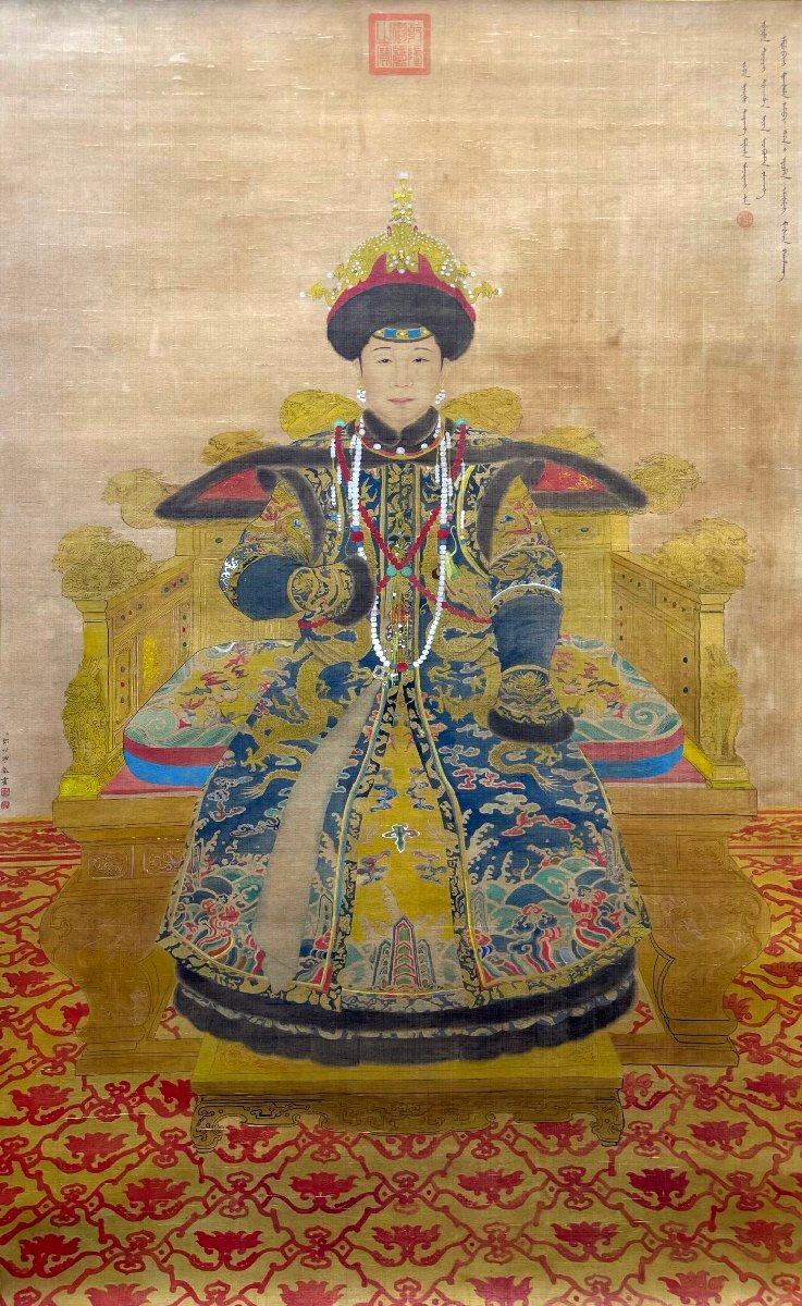 安】中国清時代画家「郎世寧書」絹本「孝賢純皇後肖像図」掛軸 安】中国清時代画家「郎世寧書」絹本「孝賢純皇後肖像図」掛軸