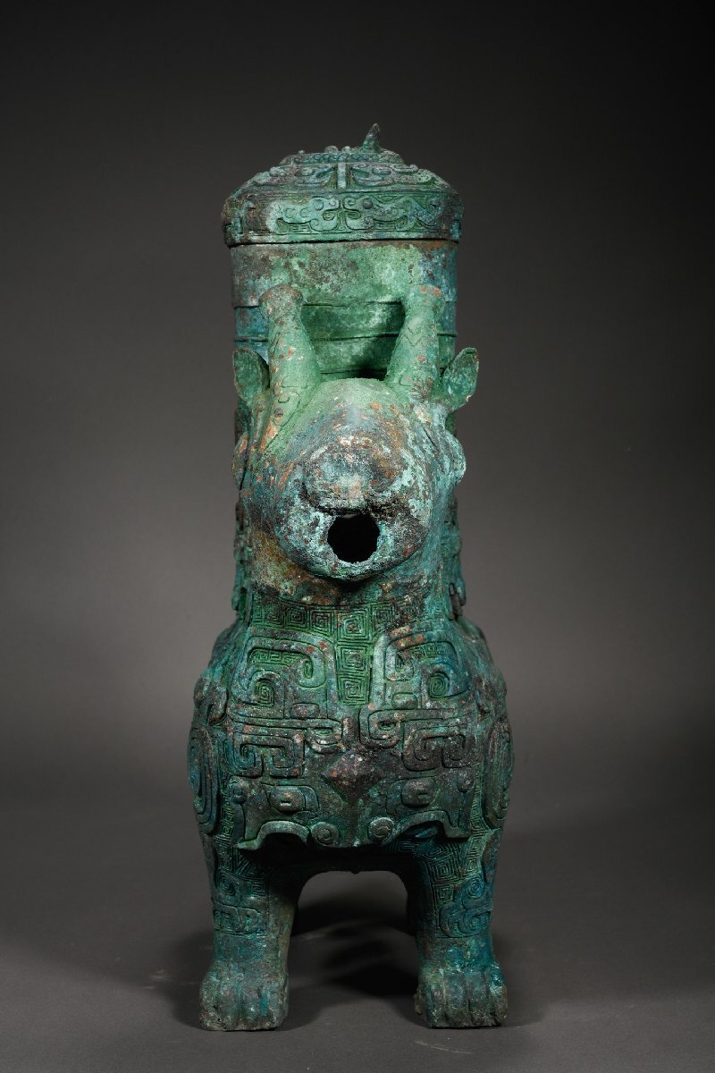 安】漢時代 青銅器 獣面紋犠尊 中国古美術 古置物 古擺件 古董品 安】漢時代 青銅器 獣面紋犠尊 中国古美術 古置物 古擺件 古董品
