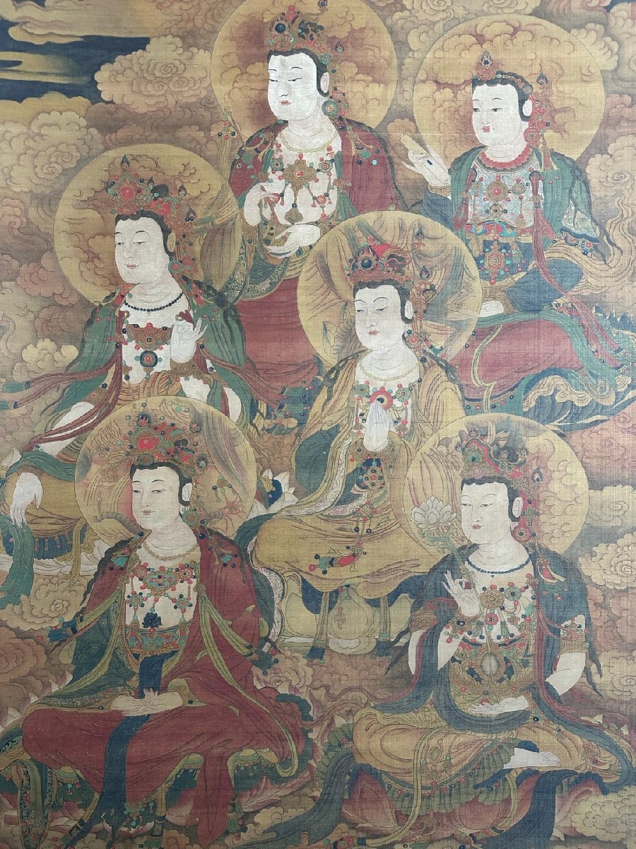安】中国清時代画家「丁観鵬書」絹本「仏像図」掛軸 中国画 墨寶 安】中国清時代画家「丁観鵬書」絹本「仏像図」掛軸 中国画 墨寶