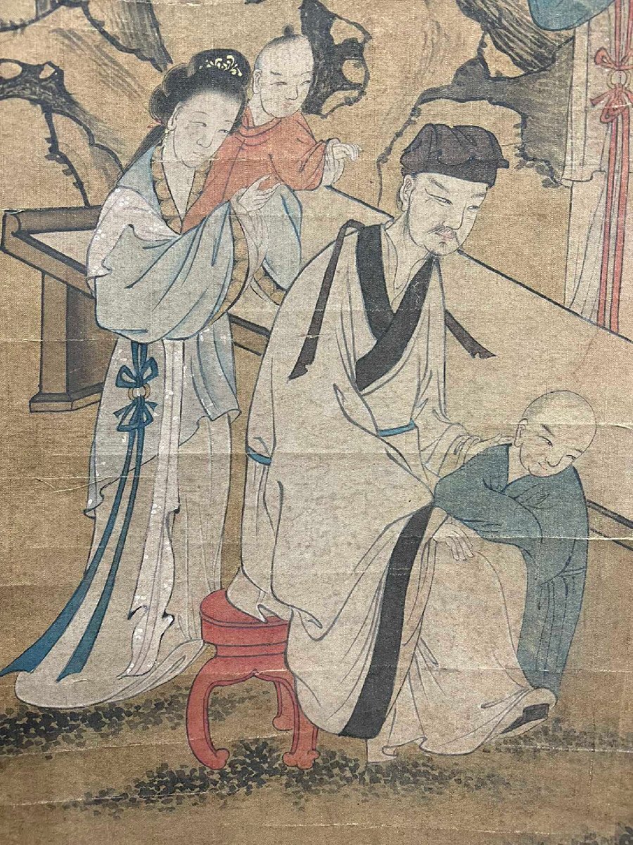 安】中国明時代画家「仇英書」絹本「人物図」掛軸 中国画 墨寶妙 安】中国明時代画家「仇英書」絹本「人物図」掛軸 中国画 墨寶妙