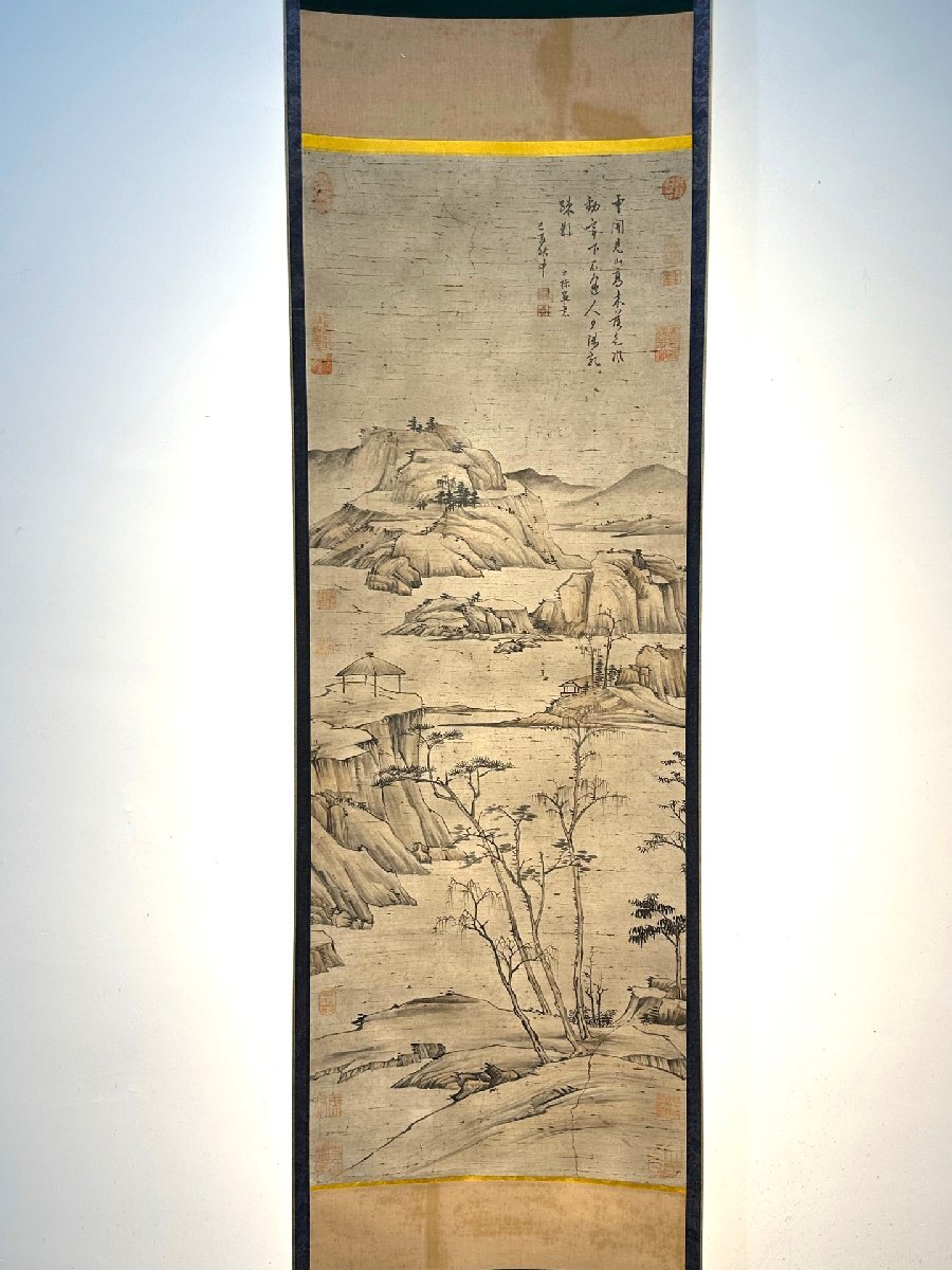 安】中国清時代画家「士標書」紙本「山水図」掛軸 中国画 墨寶妙 安】中国清時代画家「士標書」紙本「山水図」掛軸 中国画 墨寶妙