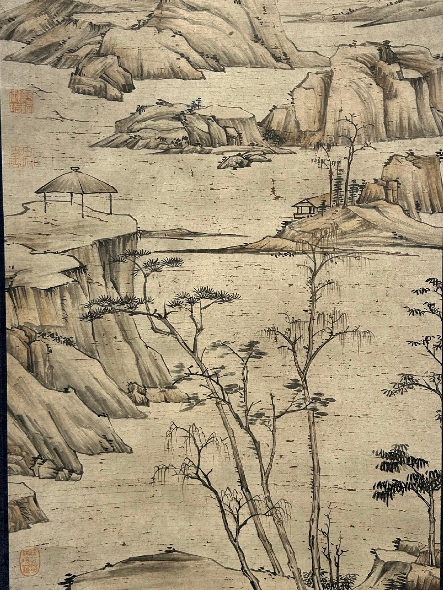 安】中国清時代画家「士標書」紙本「山水図」掛軸 中国画 墨寶妙 安】中国清時代画家「士標書」紙本「山水図」掛軸 中国画 墨寶妙
