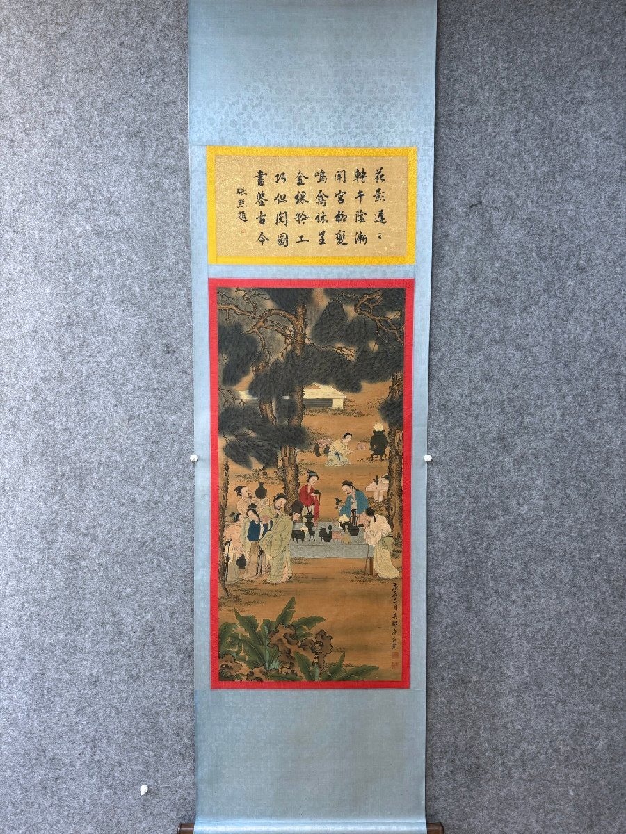安】中国明時代画家「唐寅書」絹本「人物図」掛軸 中国画 墨寶妙 安】中国明時代画家「唐寅書」絹本「人物図」掛軸 中国画 墨寶妙