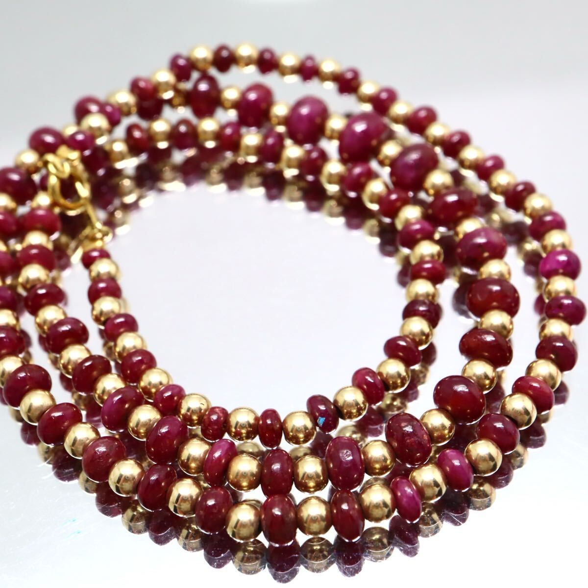 K18▽天然ルビーネックレス▽A 約8.5g 約42.0cm ruby necklace K18▽天然ルビーネックレス▽A 約8.5g 約42.0cm ruby necklace