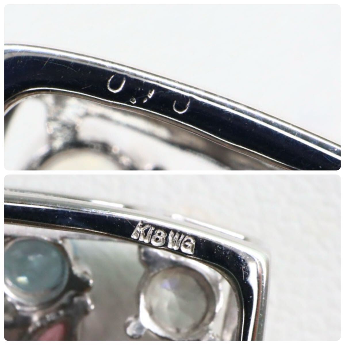 0.10ct!K18WG!NGL鑑別書付き!▽天然トルマリン/ガーネット 0.10ct!K18WG!NGL鑑別書付き!▽天然トルマリン/ガーネット