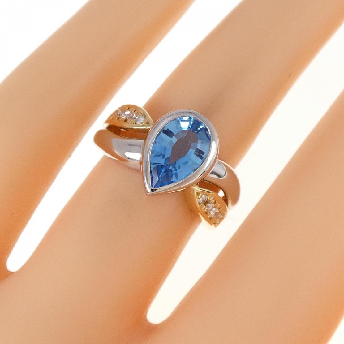 PT/K18YG ブルートパーズ リング 1.83CT