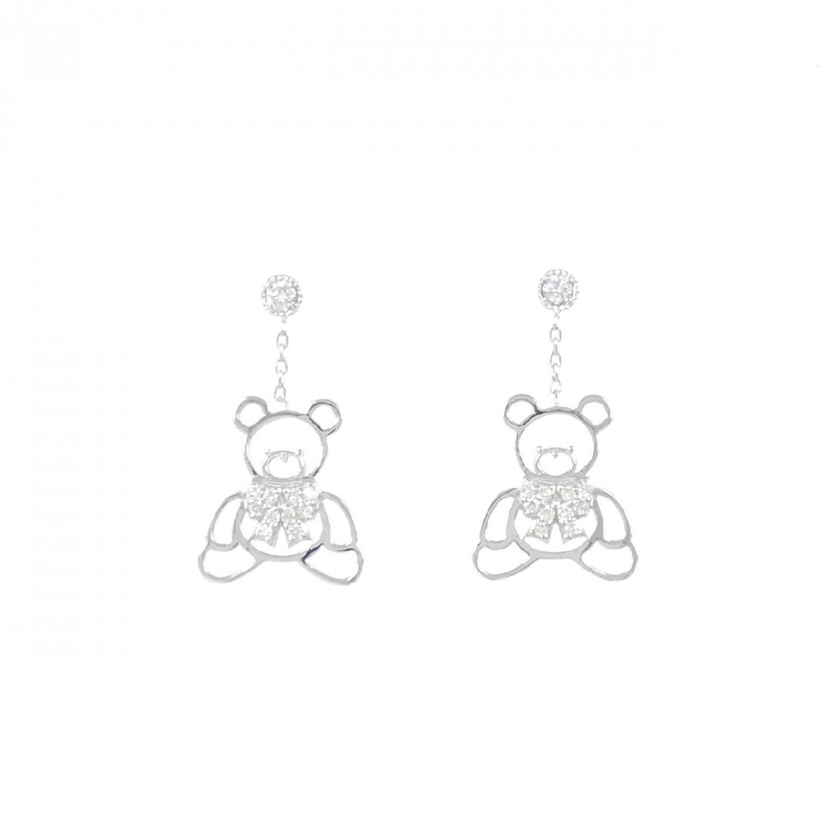 K18WG ベア ダイヤモンド ピアス 0.20CT