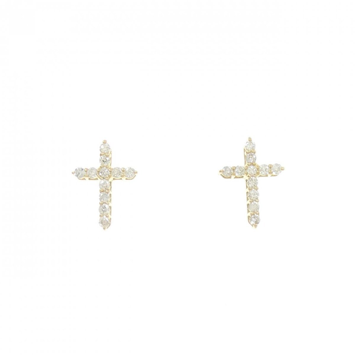 【新品】K18YG クロス ダイヤモンド ピアス 0.20CT