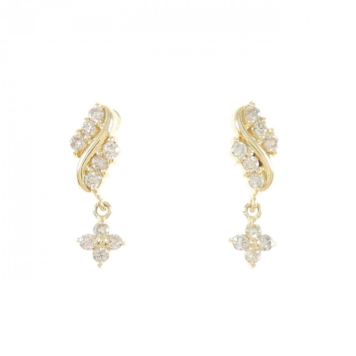 K18YG フラワー ダイヤモンド ピアス 0.43CT