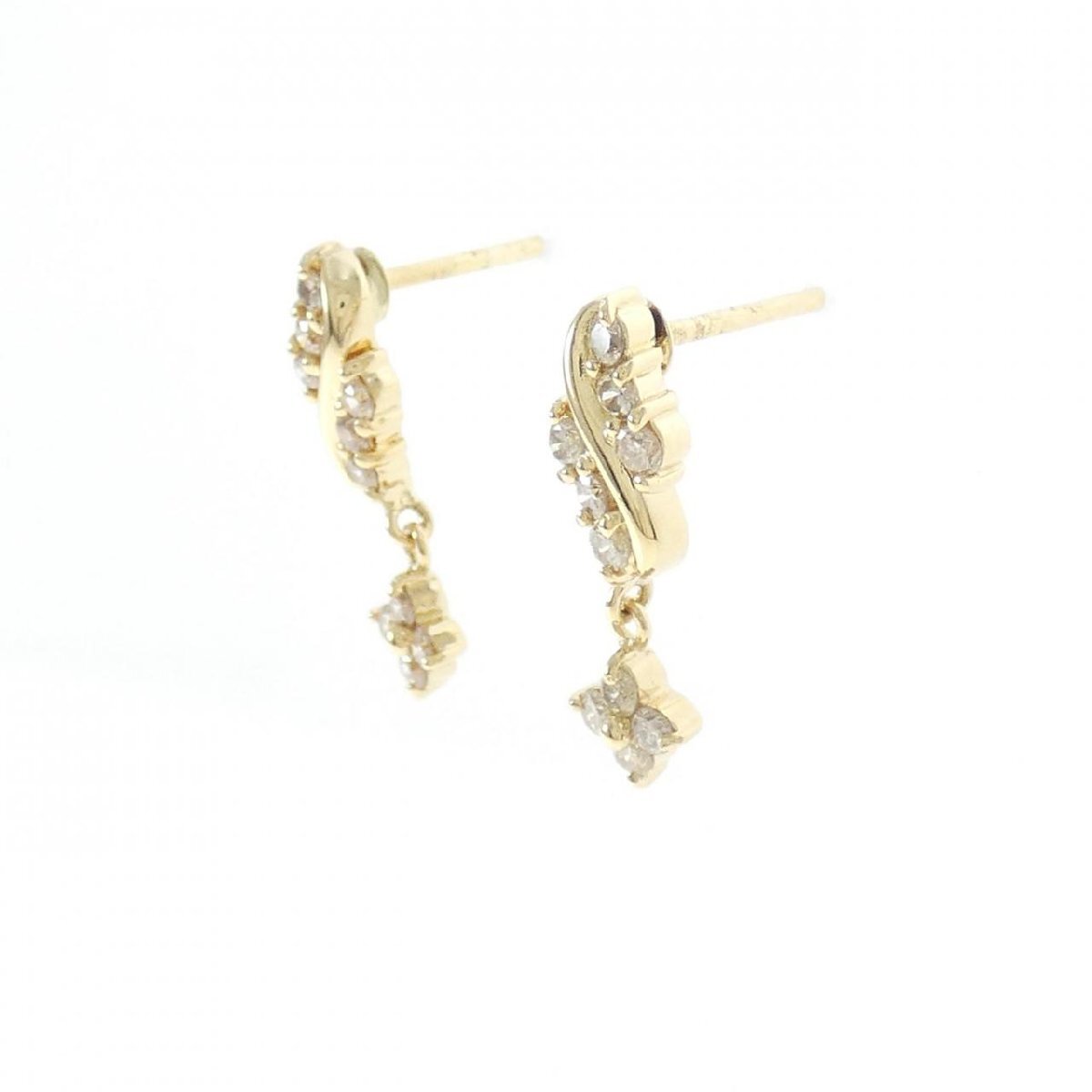 K18YG フラワー ダイヤモンド ピアス 0.43CT