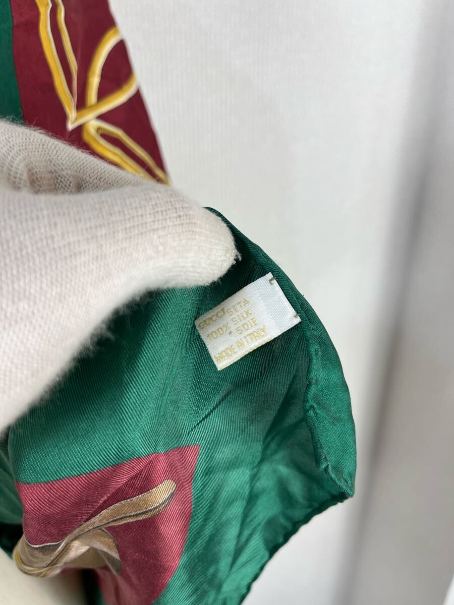 vintage GUCCI ヴィンテージ　グッチ　乗馬柄　シルク　スカーフ　ストール　大判