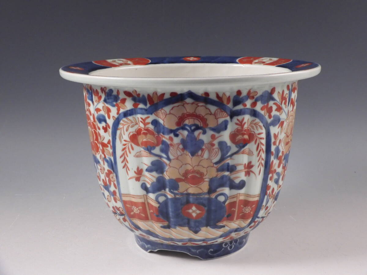 ◇堂◇古伊万里 色絵 窓絵 花籠手 植木鉢 蘭鉢 盆栽鉢 無傷完品 ◇堂◇古伊万里 色絵 窓絵 花籠手 植木鉢 蘭鉢 盆栽鉢 無傷完品