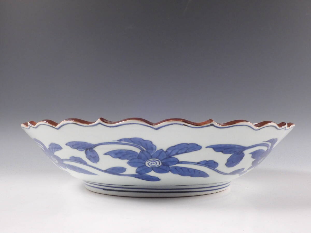 ◇堂◇古伊万里 金彩 色絵 鳳凰 花唐草文 輪花 大飾皿 40cm 無傷 ◇堂◇古伊万里 金彩 色絵 鳳凰 花唐草文 輪花 大飾皿 40cm 無傷