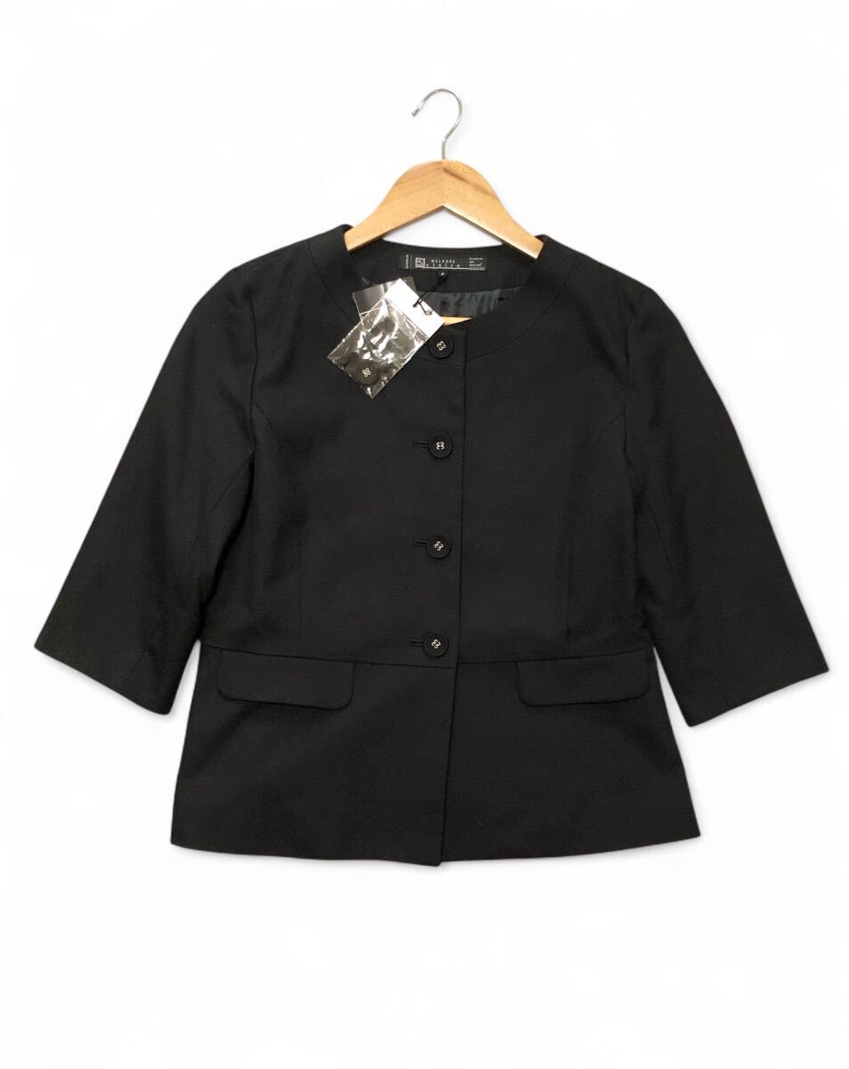 未著用 タグ付き 定価1.8萬■MELROSE claire メルローズ クレール■五分袖丈 ノーカラー ジャケット ブラック 4