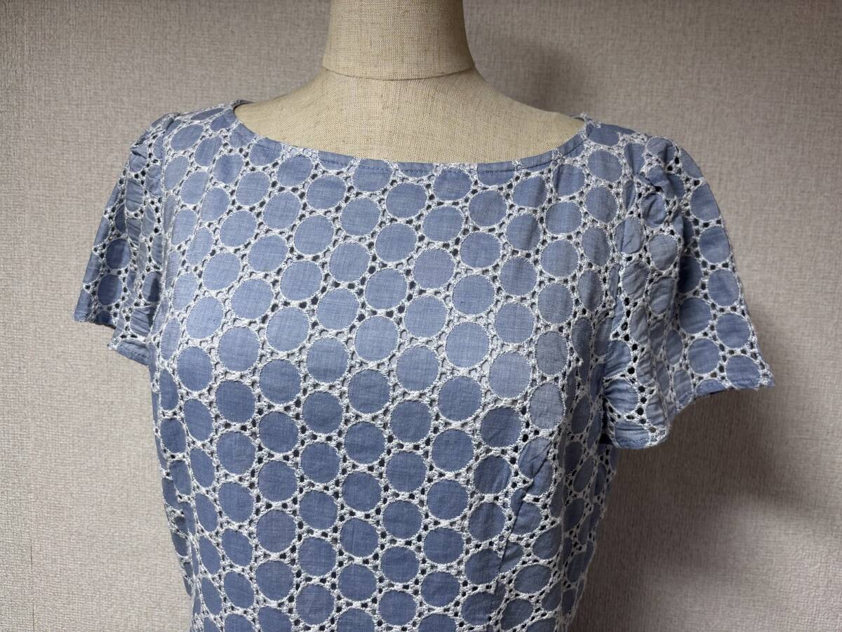 d3697◆ヌーク NOUQUEサークルカットレースワンピース38ライトブルー_画像2