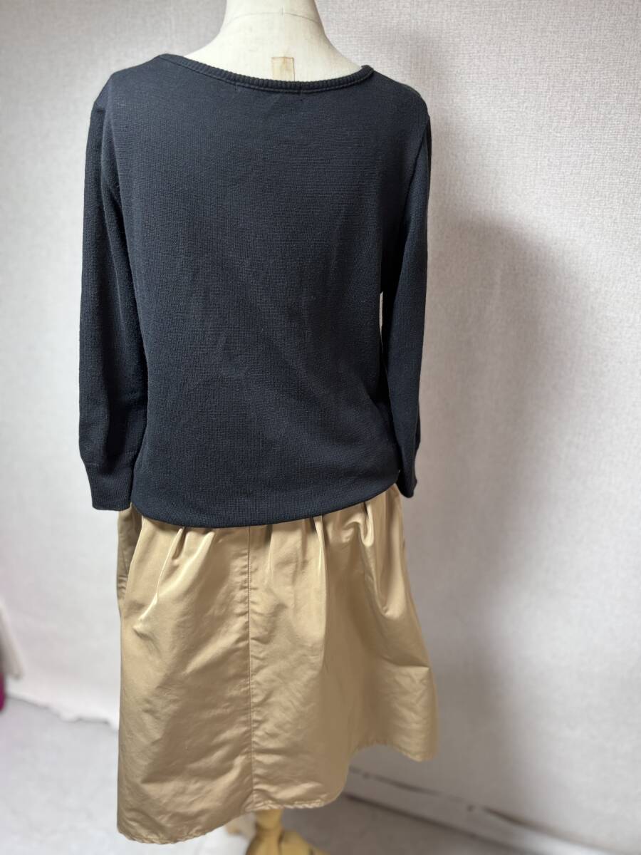 d3688◆ヌーク NOUQUEワンピースF黒×ベージュ_画像4