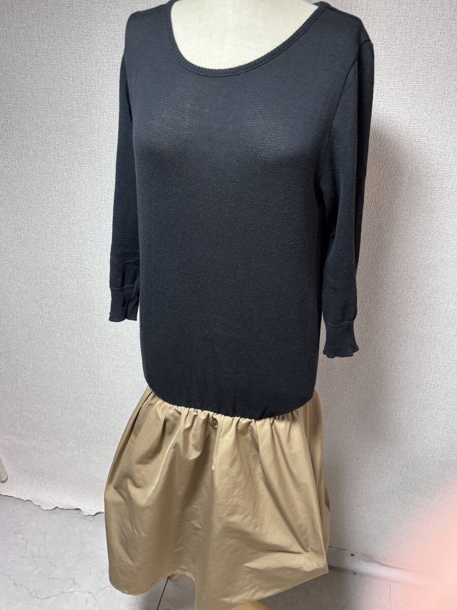 d3688◆ヌーク NOUQUEワンピースF黒×ベージュ_画像3