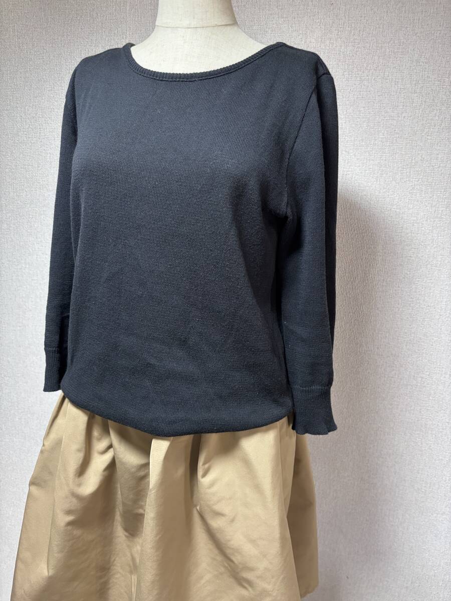 d3688◆ヌーク NOUQUEワンピースF黒×ベージュ_画像2