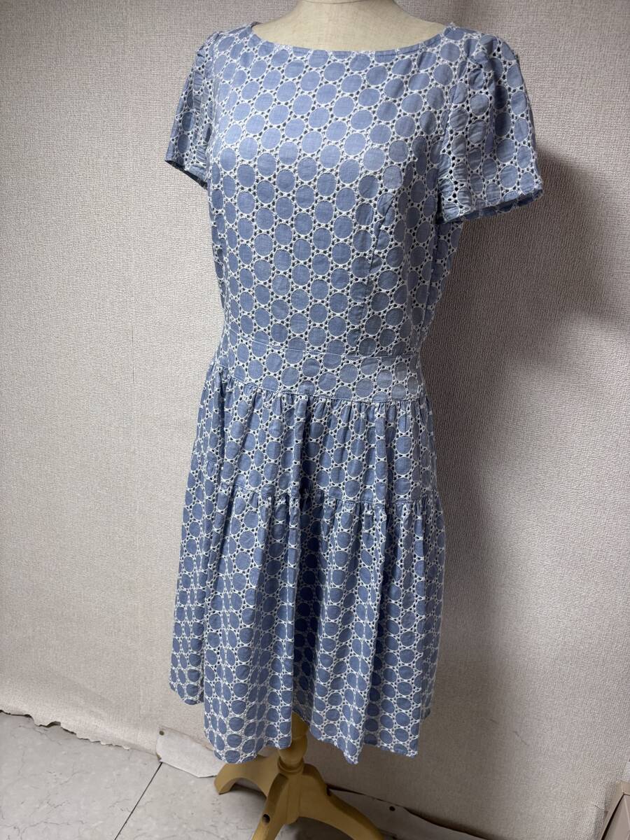 d3697◆ヌーク NOUQUEサークルカットレースワンピース38ライトブルー_画像1