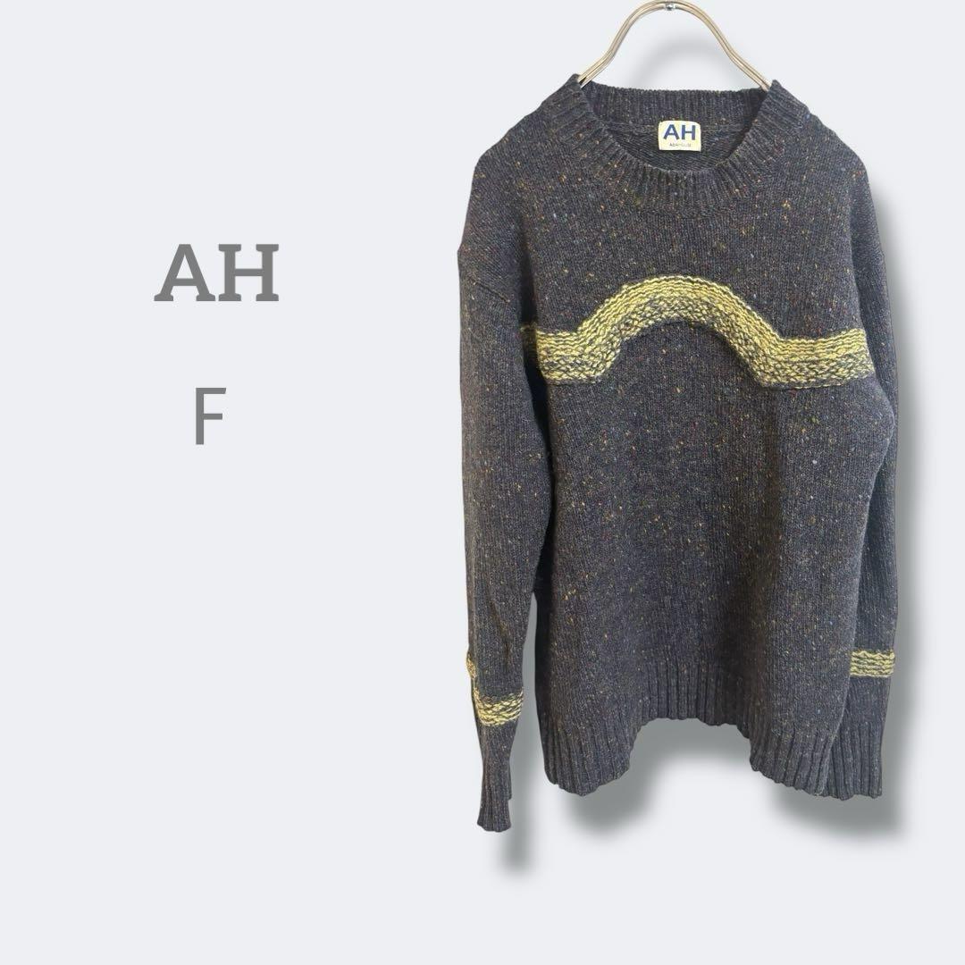 3311アッハ 【F】ニットセーター　ストライプポイント　ウールセーター_画像1