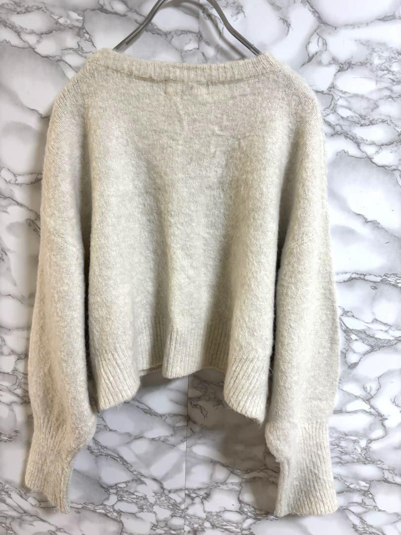 3348ビームズハート【F】クロップドニット　バルーンスリーブ　ビック裾_画像9