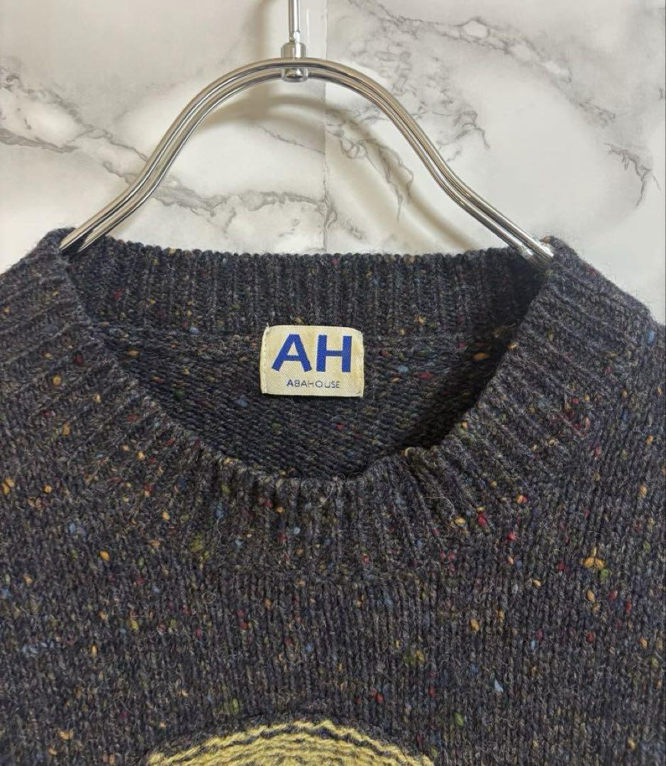 3311アッハ 【F】ニットセーター　ストライプポイント　ウールセーター_画像3