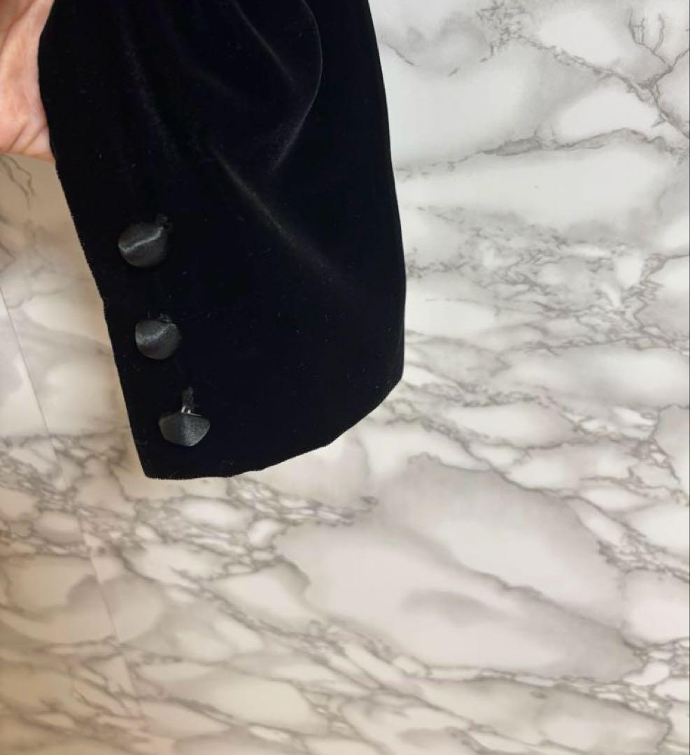 2963ヴェロ【M】ベルベットジャケット　花柄刺繍 ボタンレス　ベロア_画像8