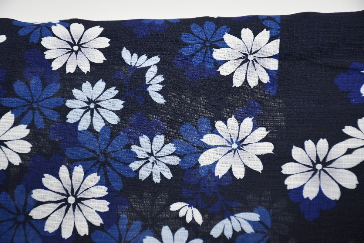 浴衣 女性用 着物 祭り 夕涼 花 紺色 夏祭り 花火大会 洗える着物 身丈163cm 裄丈65cm ★着物 u-309 桜庭呉服店_画像3