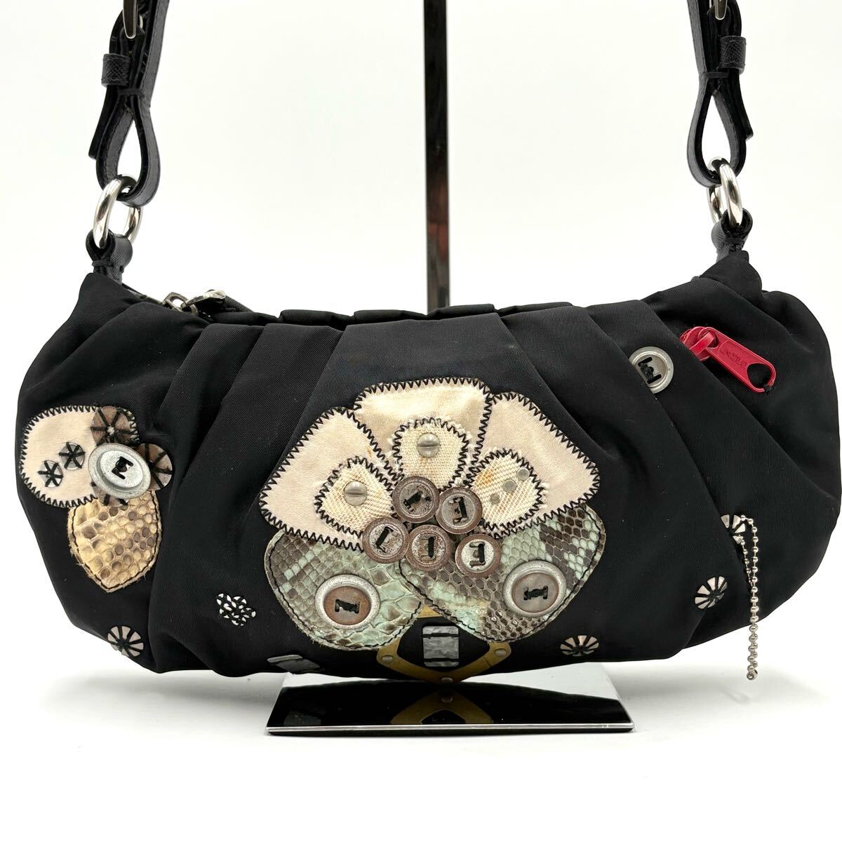 1円/極美品○PRADA プラダ 三角ロゴプレート 装飾 ナイロン 1円/極美品○PRADA プラダ 三角ロゴプレート 装飾 ナイロン