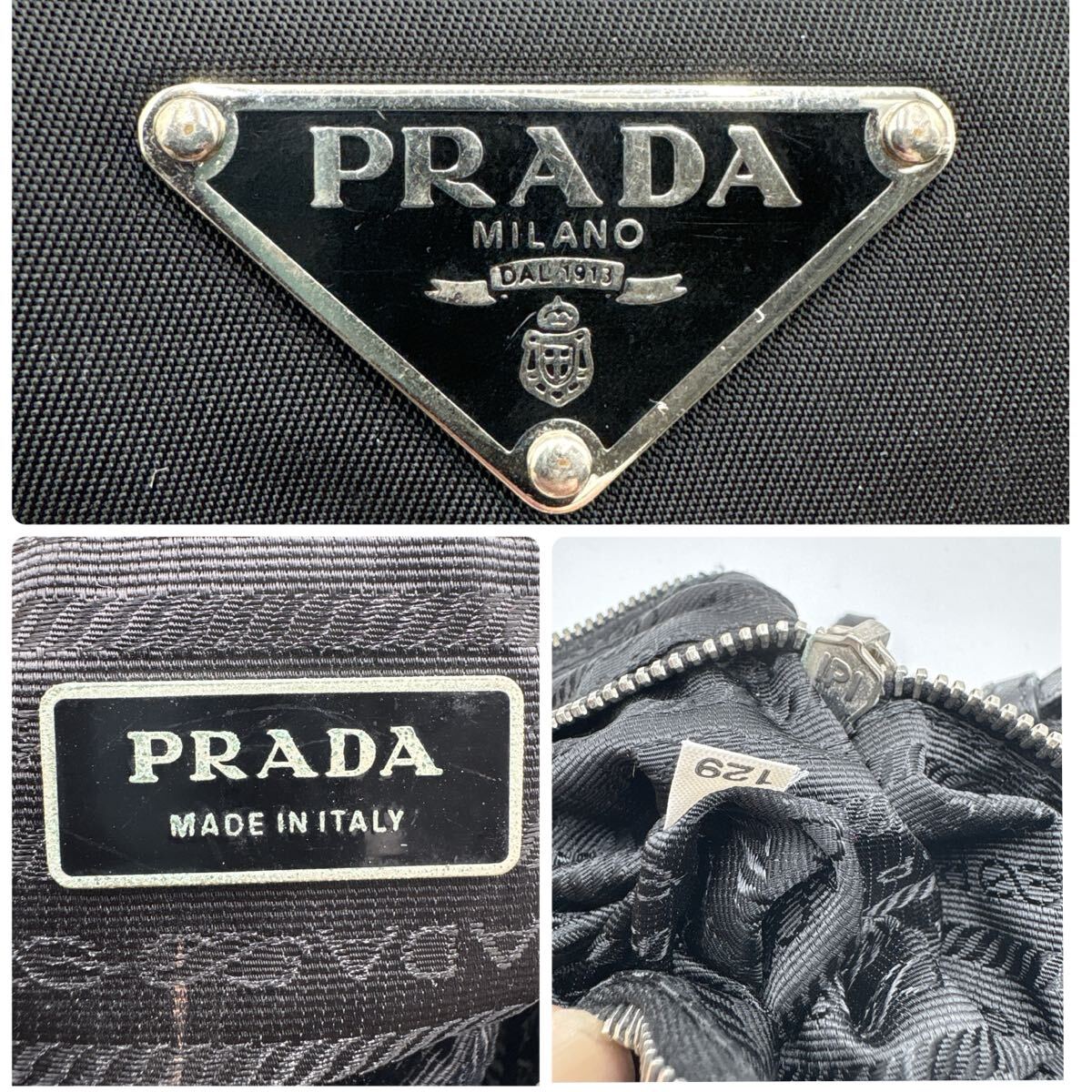 1円/極美品○PRADA プラダ 三角ロゴプレート 装飾 ナイロン 1円/極美品○PRADA プラダ 三角ロゴプレート 装飾 ナイロン