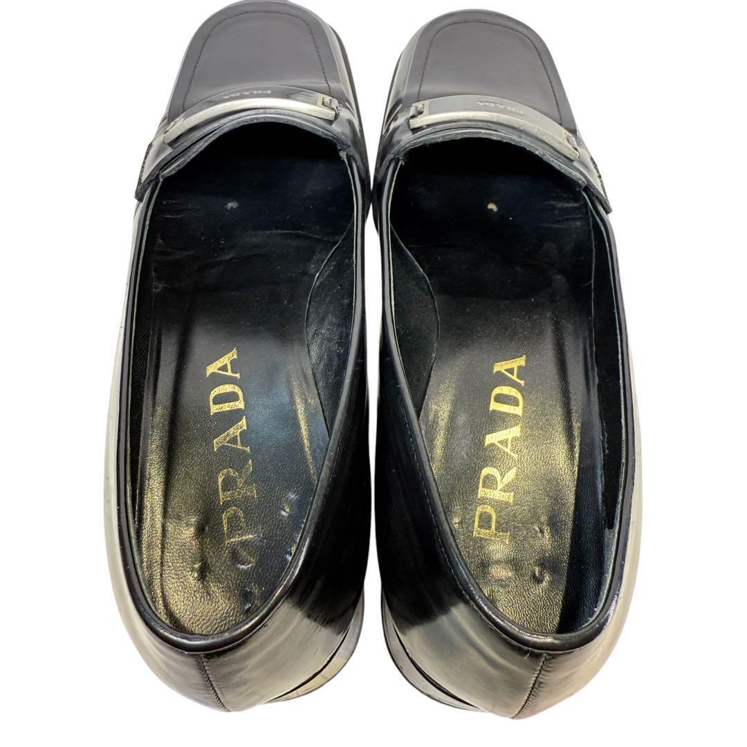 PRADA プラダ パンプス (35)スクエアトゥ 本革 刻印 チャンキー 黒 PRADA プラダ パンプス (35)スクエアトゥ 本革 刻印 チャン
