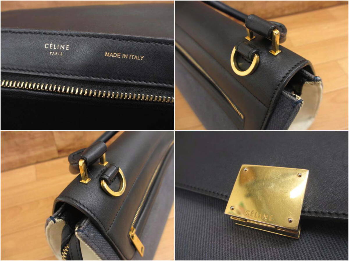  хорошая вещь Celine 174682XDI тигр pe-z маленький парусина × кожа ручная сумочка 