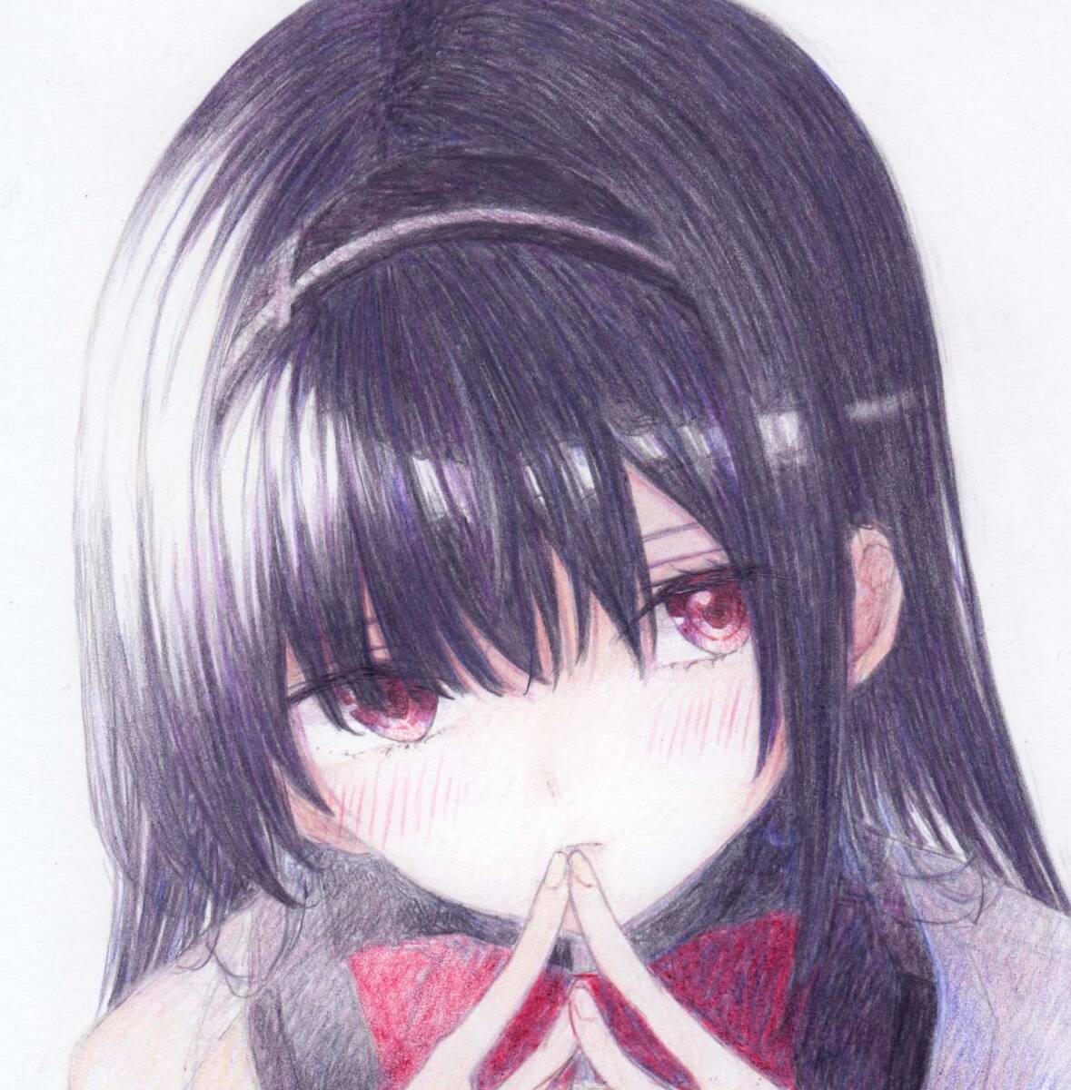 ☆A4同人手描きイラスト☆色鉛筆画「暁美ほむら」(手描き ☆A4同人手描きイラスト☆色鉛筆画「暁美ほむら」(手描き