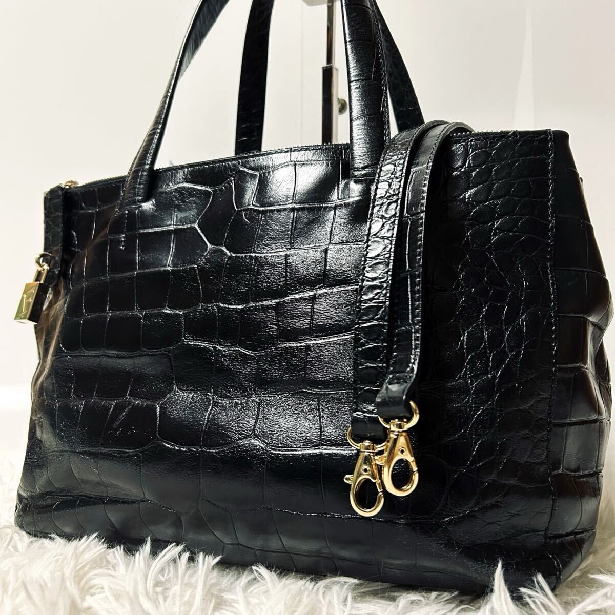 入手困難品□FURLA フルラ 本革 クロコダイル クロコ型押し 2way 入手困難品□FURLA フルラ 本革 クロコダイル クロコ型押し 2way