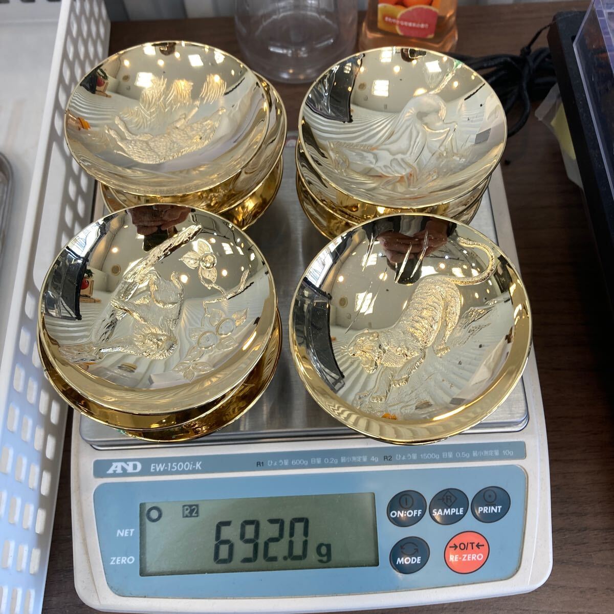 十二支金盃 金杯 縁起物 金メッキ 24KGP 干支 箱付 重さ692g 十二支金盃 金杯 縁起物 金メッキ 24KGP 干支 箱付 重さ692g