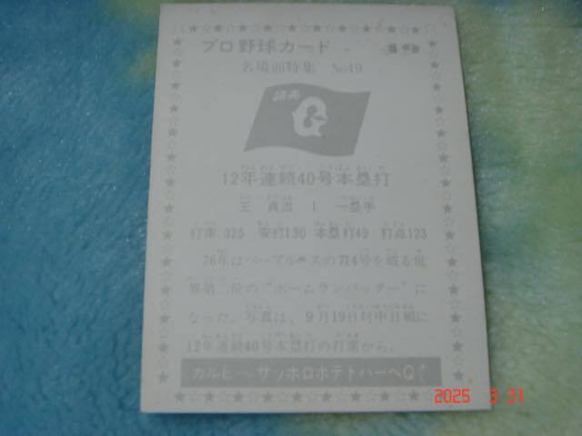 Calbee '76 год Professional Baseball карта [ название место поверхность специальный выпуск ]NO.49(.|. человек ) чёрный версия 