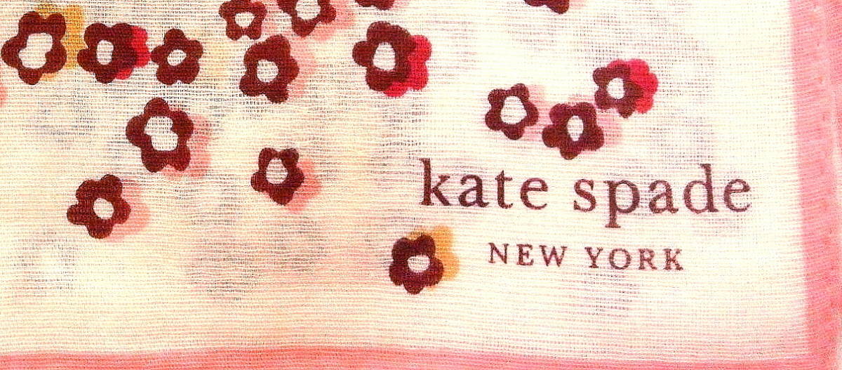 新品即決 Katespade NEWYORK 桜色 花と猫 ケイトスペード ハンカチ リボン さくら スカーフ ピンク キャッツ CATS 猫 未使用 送料180円から_画像3