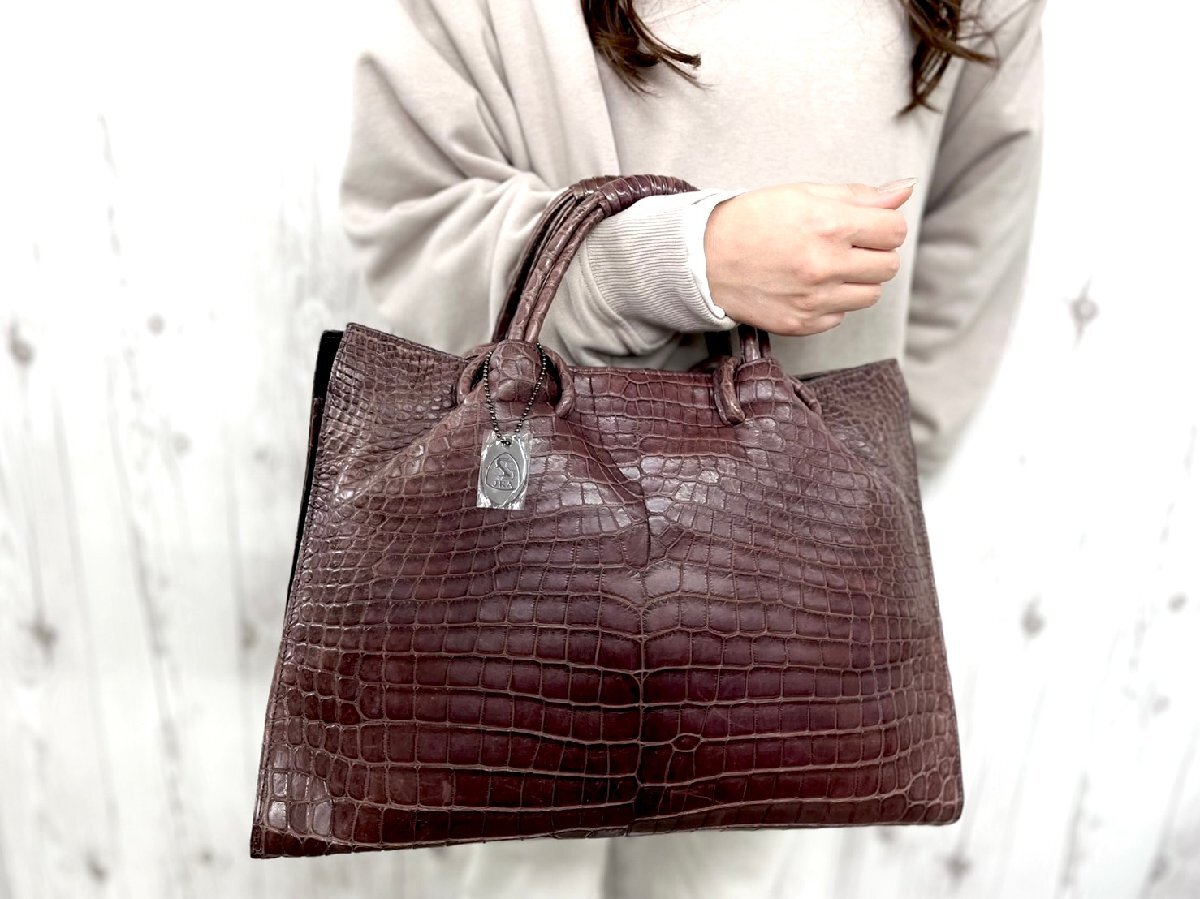 極美品 マット クロコダイル JRA トートバッグ ハンドバッグ 極美品 マット クロコダイル JRA トートバッグ ハンドバッグ