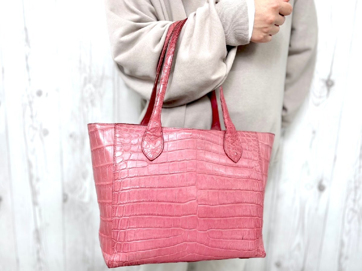 極美品 マット クロコダイル トートバッグ ショルダーバッグ 極美品 マット クロコダイル トートバッグ ショルダーバッグ